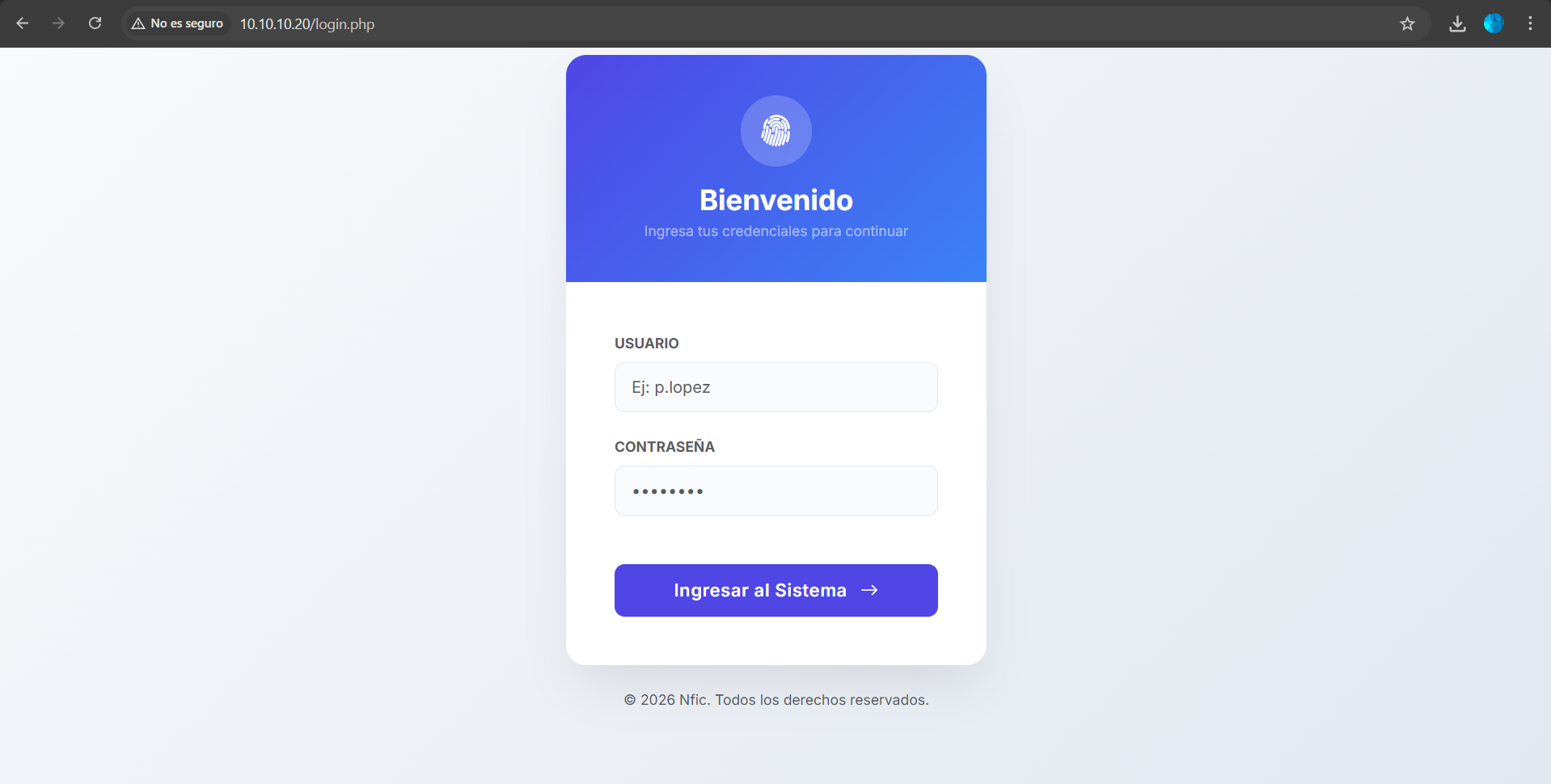 Interfaz web de fichaje horario